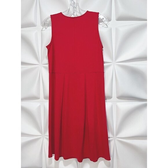 J Jill Sz XS Red Wearever Pleated Jersey Knit Sleeveless Shift Dress Stretch - Picture 5 of 9